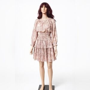 French Connection Women's Long Sleeve Peach Nectar Mini Dress Size US 4 NWT